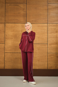 Şerit Detay Takım Bordo