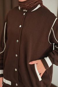 Şerit Detay Takım Kahverengi