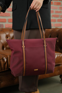 Şeritli Ön Gözlü Çanta Bordo