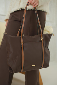 Şeritli Ön Gözlü Çanta Kahverengi