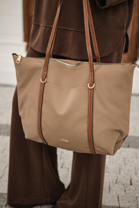 Şeritli Ön Gözlü Çanta Vizon