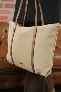 Şeritli Ön Gözlü Çanta Vizon