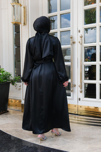 Serpme Taş İşlemeli Bel Bağlamalı Elbise Siyah