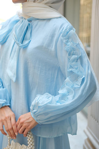 Shavy Yaka Kravatlı Takım Bebe Mavi