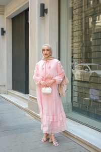 Shavy Yaka Kravatlı Takım Pembe