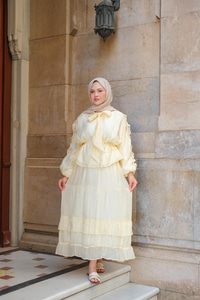 Shavy Yaka Kravatlı Takım Sarı