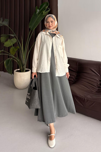 Sıfır Kol Elbise Gri