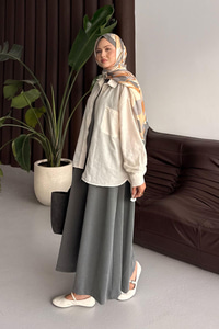 Sıfır Kol Elbise Gri