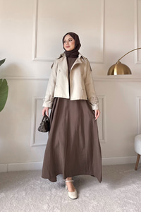 Sıfır Kol Elbise İçlik Kahverengi