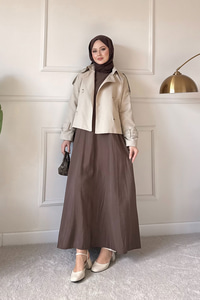 Sıfır Kol Elbise İçlik Kahverengi