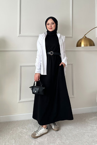 Sıfır Kol Elbise İçlik Siyah