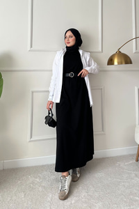 Sıfır Kol Elbise İçlik Siyah