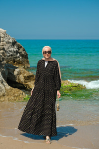 Sim Boncuk Detaylı Elbise Siyah