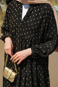 Sim Boncuk Detaylı Elbise Siyah