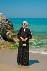 Sim Boncuk Detaylı Elbise Siyah