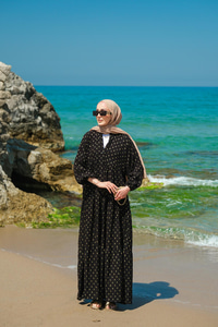 Sim Boncuk Detaylı Elbise Siyah