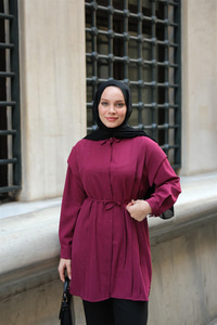 Sim Desenli Viskon Gömlek Bordo