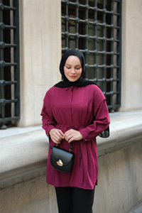 Sim Desenli Viskon Gömlek Bordo