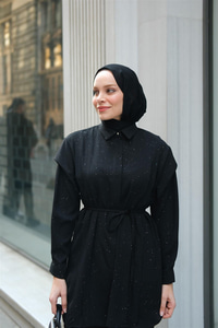 Sim Desenli Viskon Gömlek Siyah