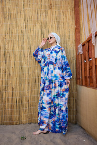 Sim Detay Elbise Mavi