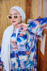 Sim Detay Elbise Mavi