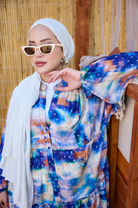 Sim Detay Elbise Mavi