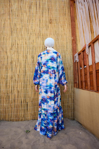 Sim Detay Elbise Mavi