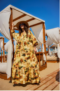 Sim Detay Elbise Yağ Yeşil