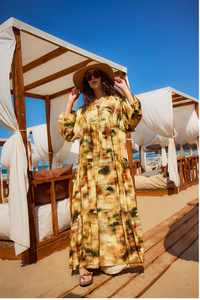 Sim Detay Elbise Yağ Yeşil