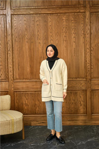 Sim Detay Hırka Bej