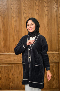 Sim Detay Hırka Siyah