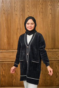 Sim Detay Hırka Siyah