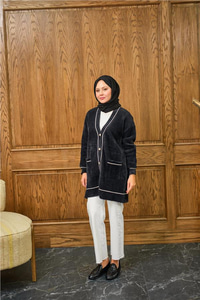 Sim Detay Hırka Siyah