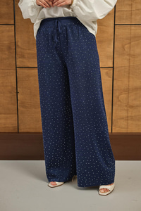 Sim Detay Taşlı Triko Pantolon Lacivert