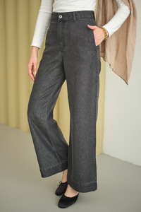 Sim Detay Yüksek Bel Pantolon Füme