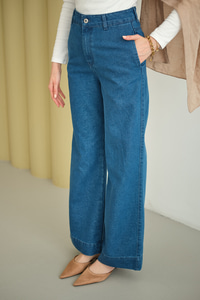 Sim Detay Yüksek Bel Pantolon Mavi