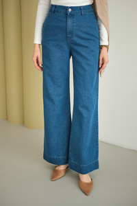 Sim Detay Yüksek Bel Pantolon Mavi