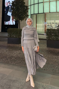 Sim Detaylı Elbise Gri