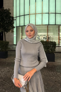 Sim Detaylı Elbise Gri