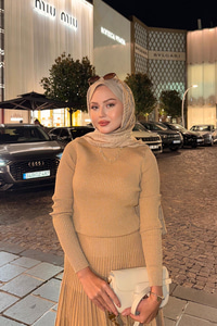 Sim Detaylı Elbise Hardal