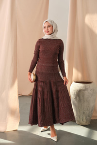 Sim Detaylı Elbise Kahve