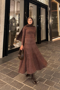 Sim Detaylı Elbise Kahve