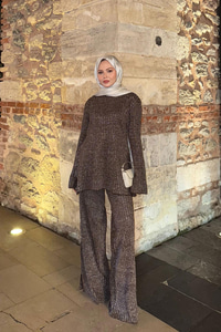 Simli İkili Takım Kahverengi