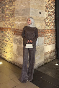 Simli İkili Takım Kahverengi