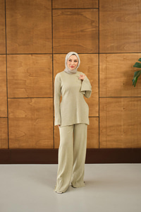 Simli İkili Takım Krem