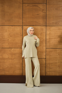 Simli İkili Takım Krem