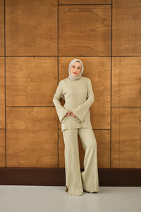 Simli İkili Takım Krem