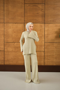 Simli İkili Takım Krem