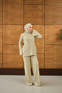 Simli İkili Takım Krem