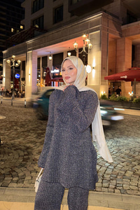 Simli İkili Takım Lacivert